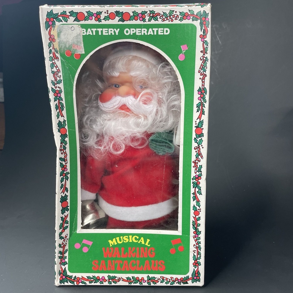 Vintage Walking Musical Santa Claus Battery Operated‎ Christmas Multifunctions